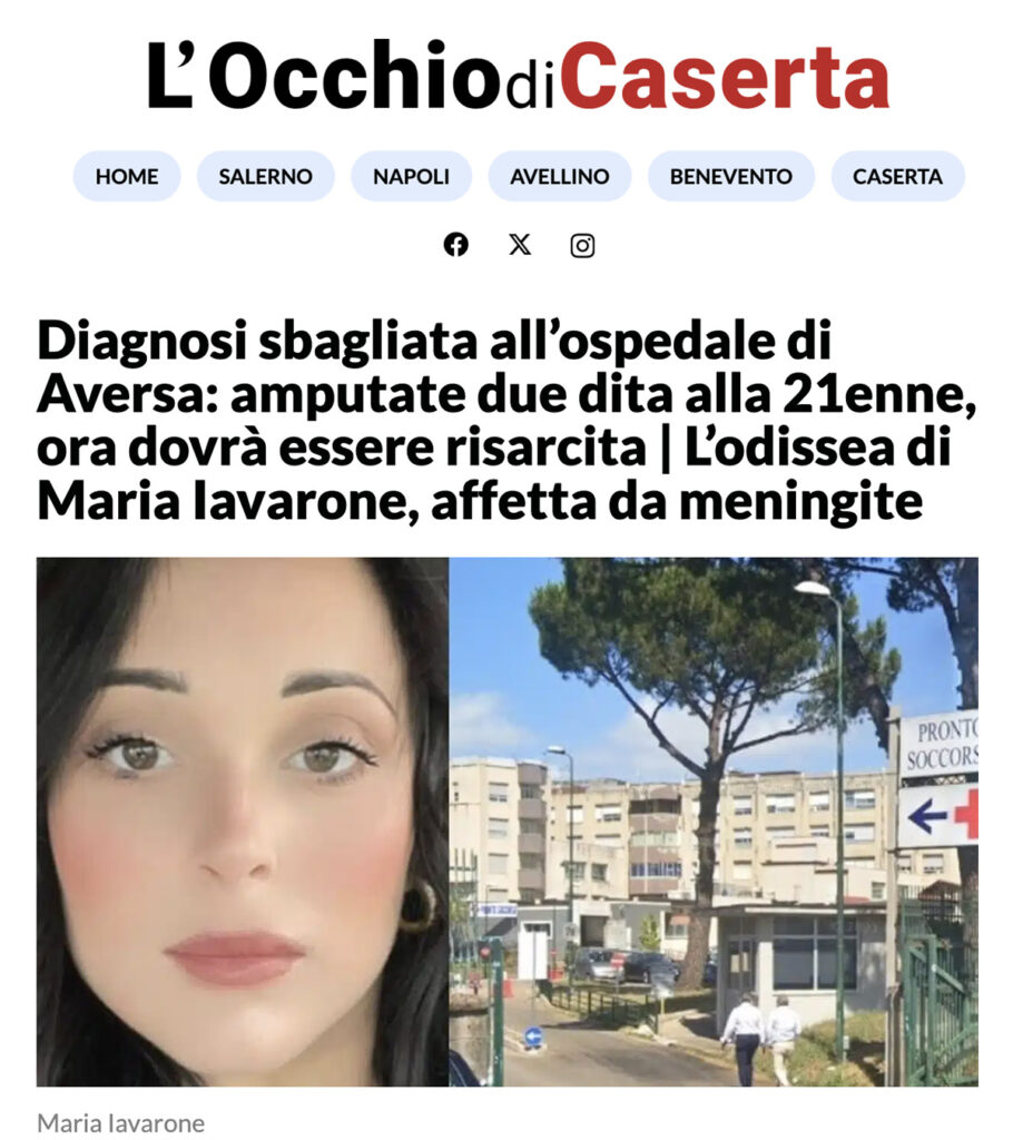 41esimoparallelo – Meningite scambiata per vasculite, Maria Iavarone perde due dita: condannati i medici